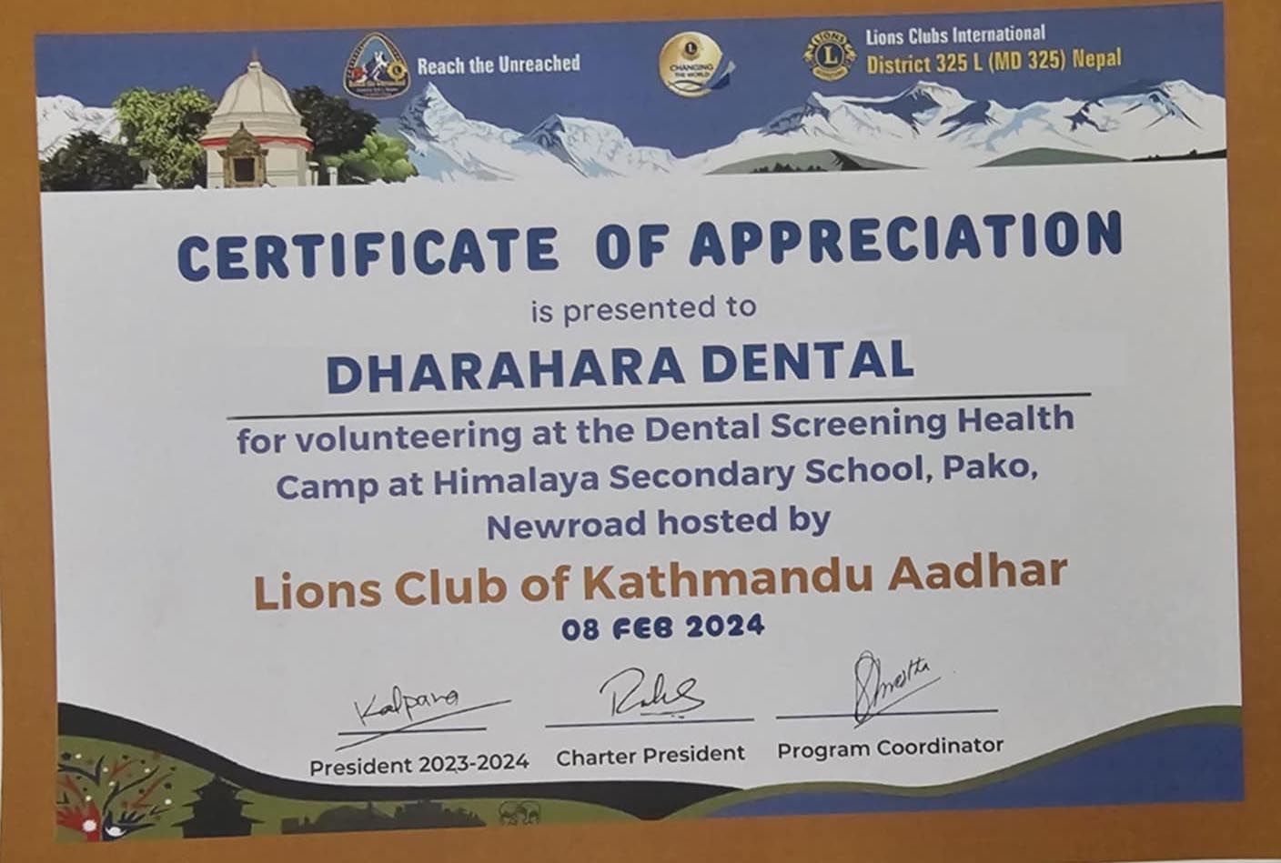 Dharahara Dental CSR